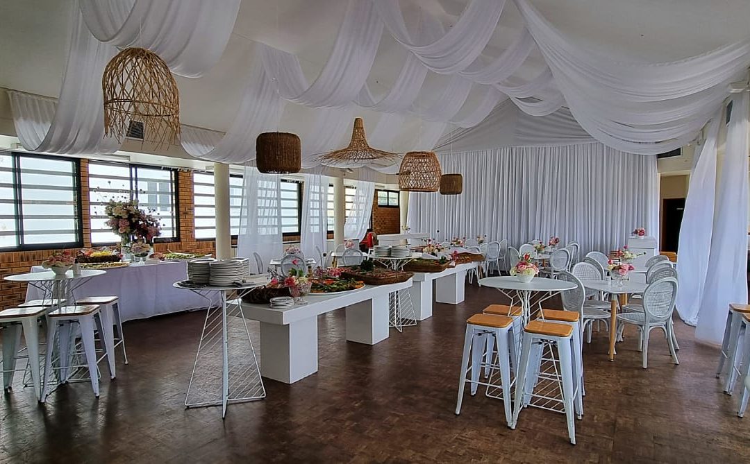 white organza strip draping at Chabad Centre, Sea Point, Cape Town